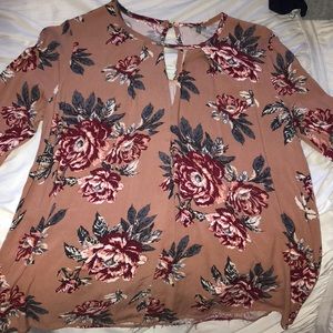 Charlotte Russe Long Sleeve Floral Top